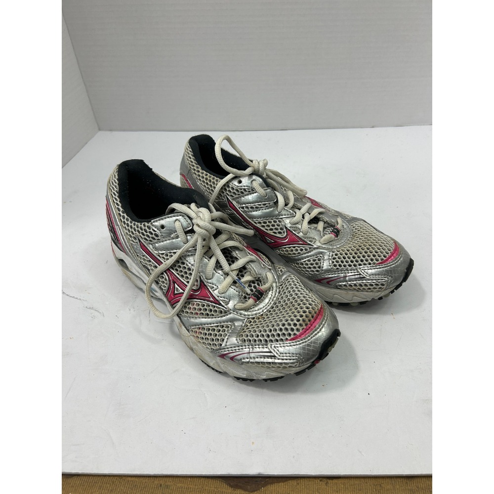 Mizuno Silver Wave Rider 14 Running Shoes 6‎ Silver Pink Metallic Y2K Gorpcore